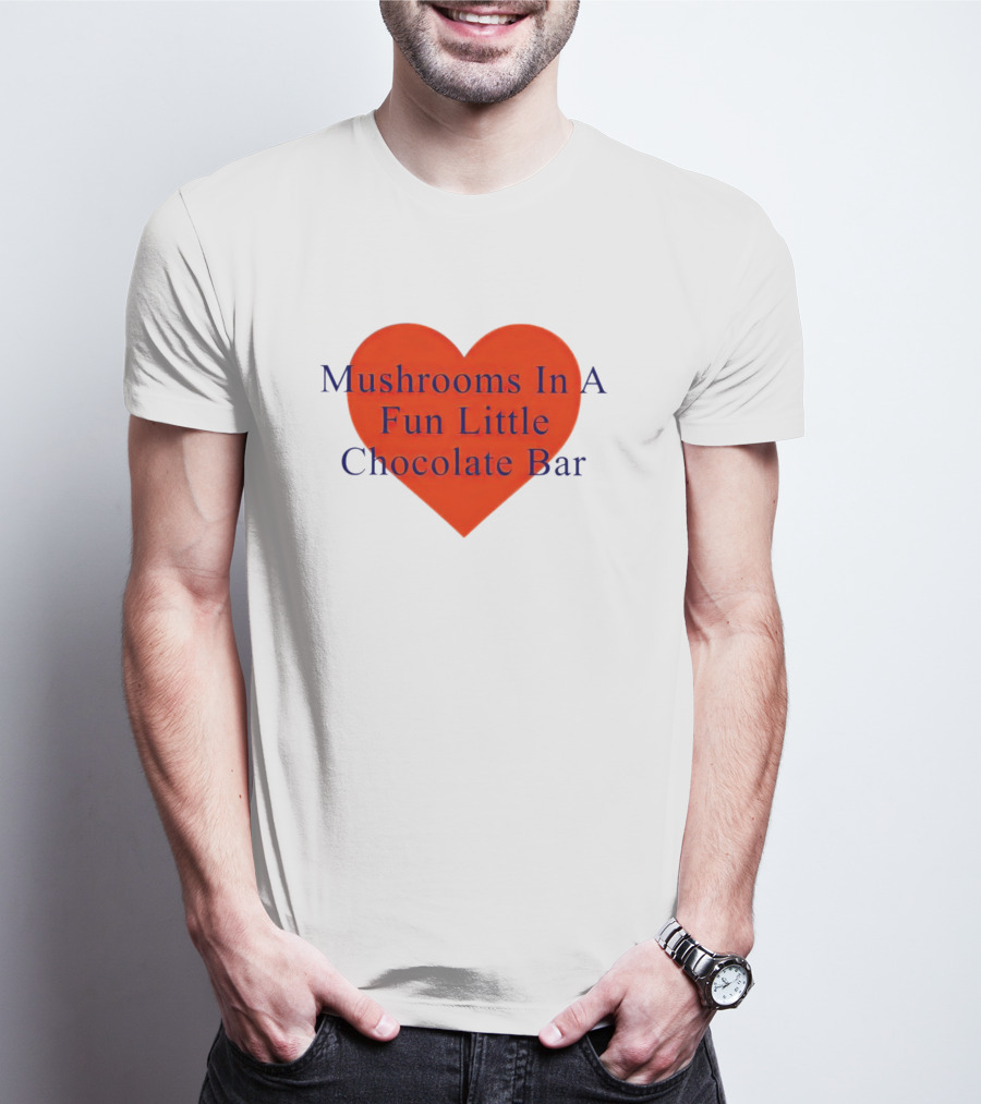 Mushrooms In A Fun Little Chocolate Bar Red Heart T-Shirt