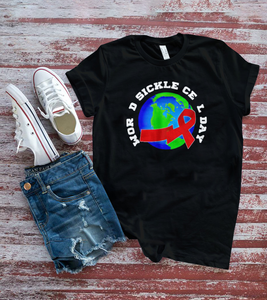 World Sickle Cell Day Red Ribbon Earth T-Shirt