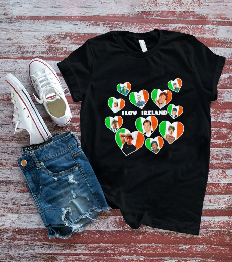 I Love Ireland Irish Flag Hearts T-Shirt