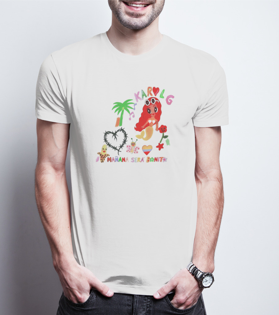 Karol G Mañana Será Bonito Mermaid Palm Heart Music Note T-Shirt