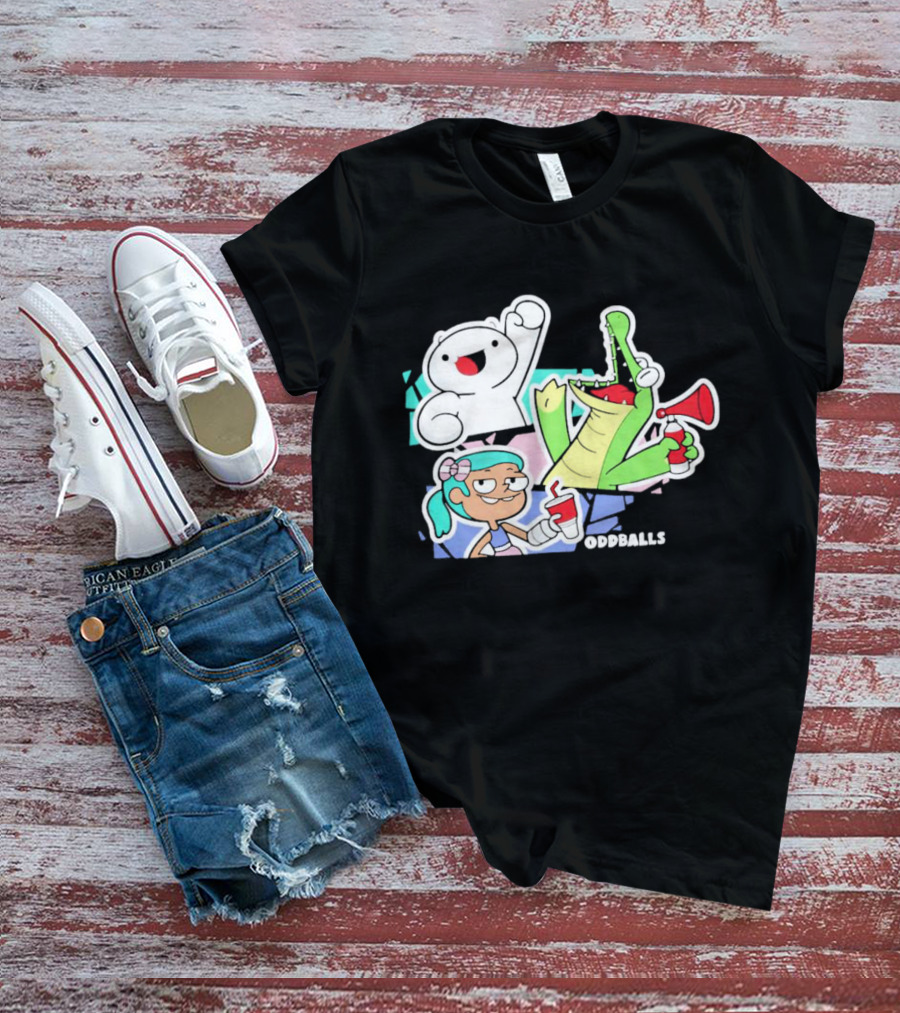 Odd1sout Oddballs Cartoon Trio With Crocodile And Drink T-Shirt