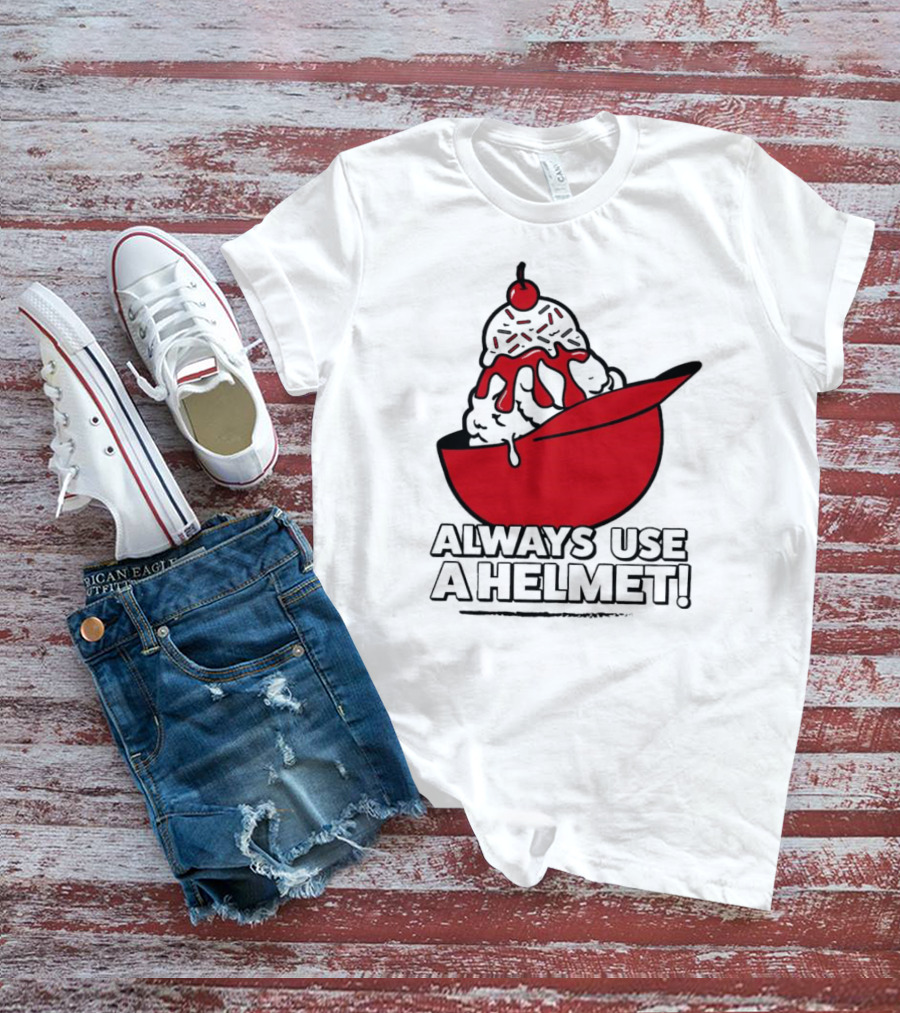 Cincinnati Reds Ice Cream Always Use A Helmet T-Shirt