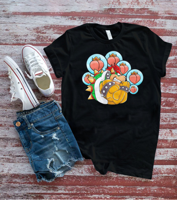 Bowser Peaches Peaches Peaches Tribute To Animated Villain With Hearts T-Shirt