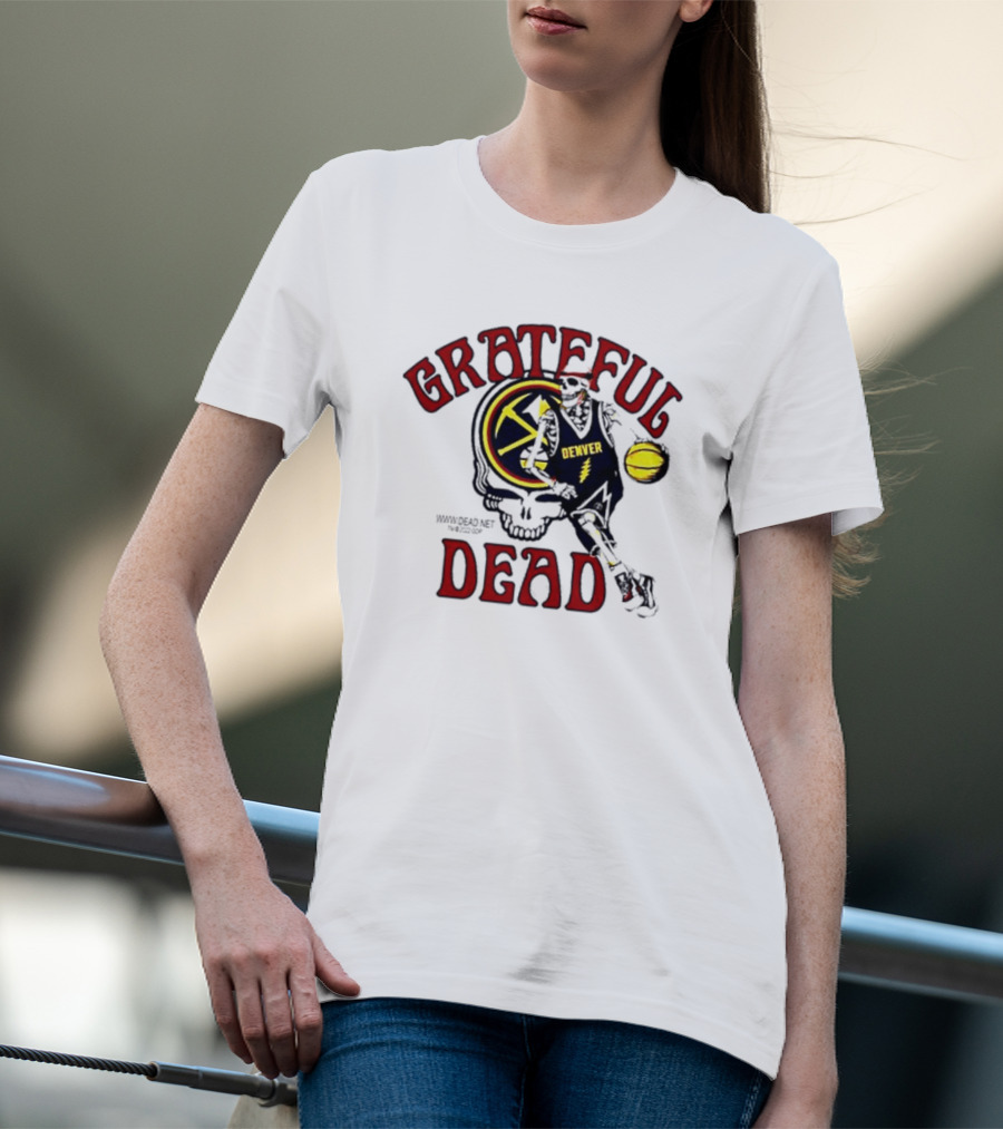 Grateful Dead Denver Nuggets Basketball Skull Skeleton T-Shirt