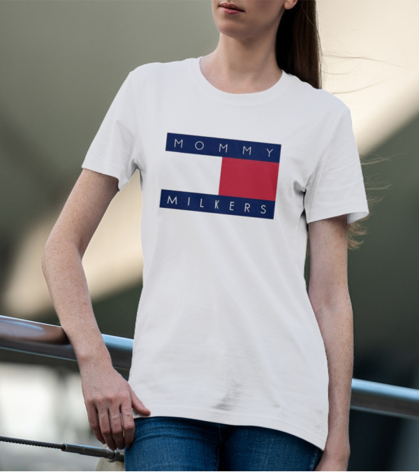 Mommy Milkers Logo Parody Tommy Flag T-Shirt