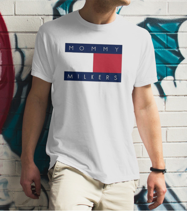 Mommy Milkers Logo Parody Tommy Flag T-Shirt