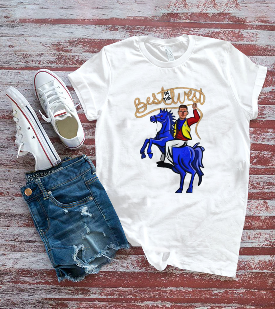 Best West Nikola Jokic Riding Blue Horse T-Shirt