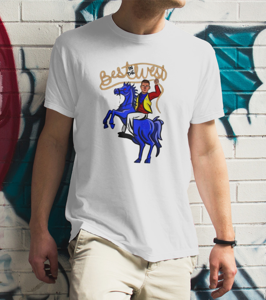 Best West Nikola Jokic Riding Blue Horse T-Shirt