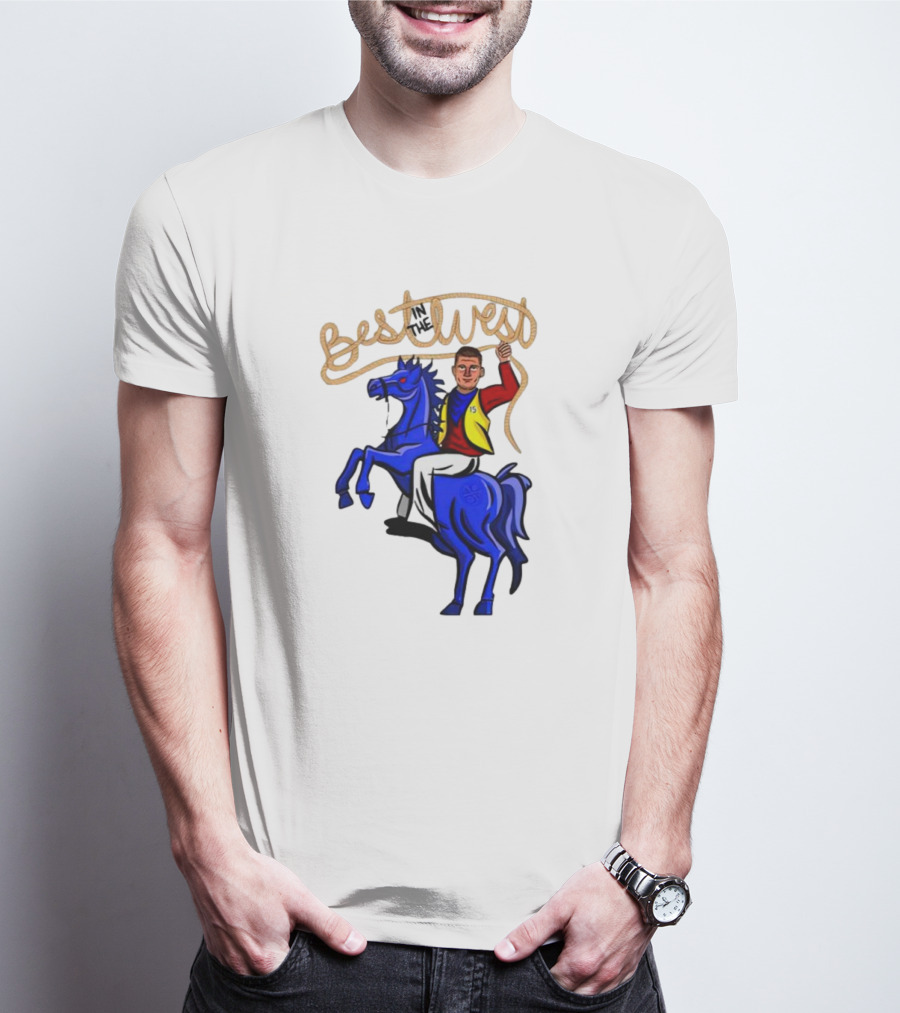 Best West Nikola Jokic Riding Blue Horse T-Shirt