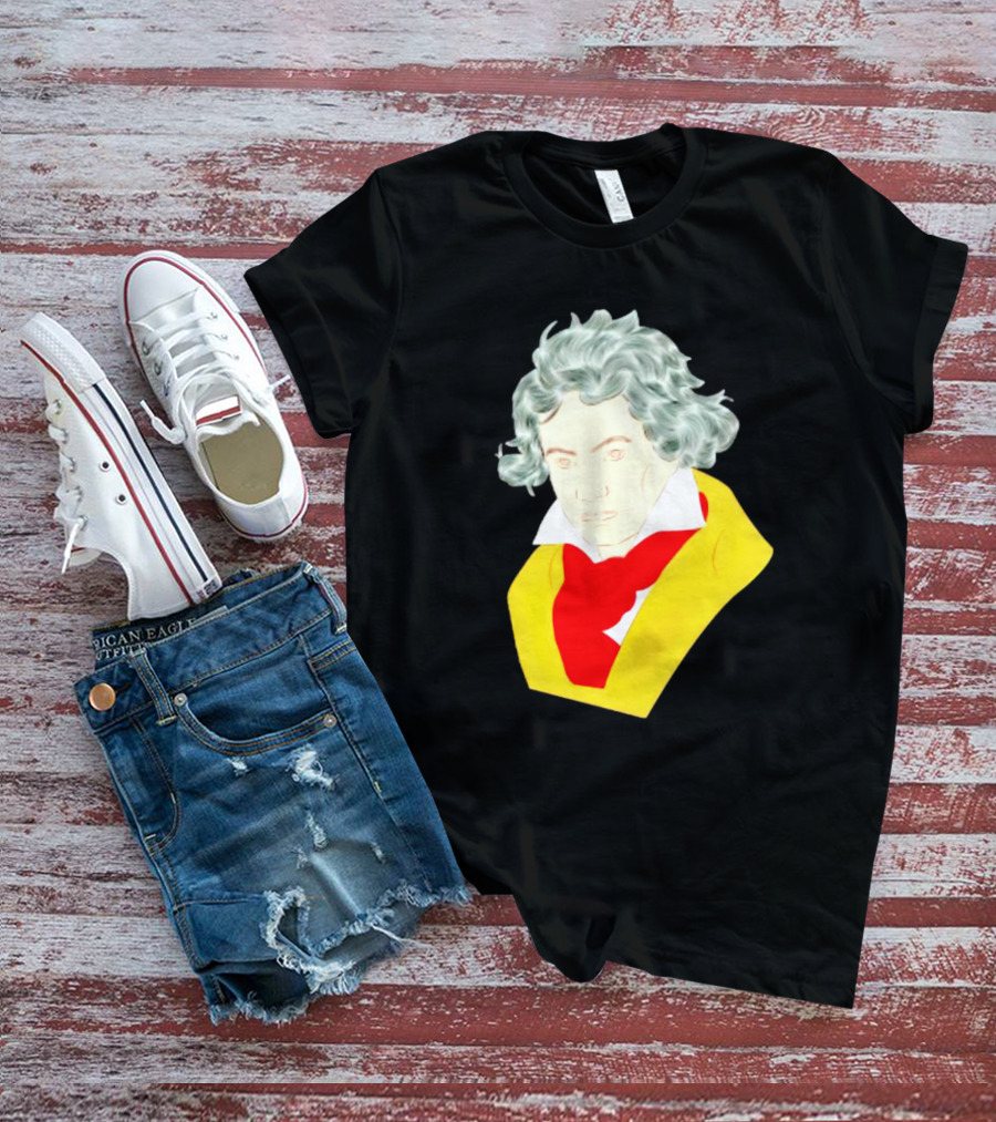 Ludwig Van Beethoven Colorful Portrait In Yellow And Red T-Shirt