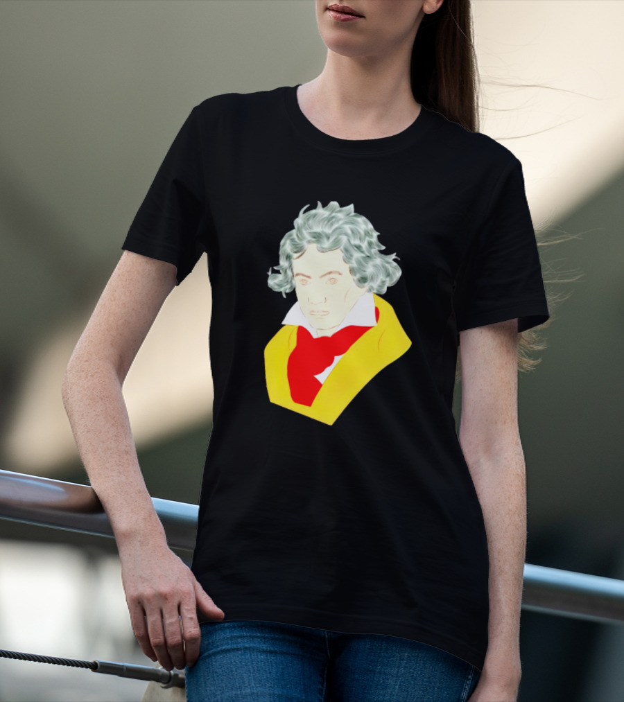 Ludwig Van Beethoven Colorful Portrait In Yellow And Red T-Shirt