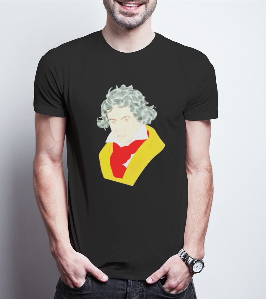 Ludwig Van Beethoven Colorful Portrait In Yellow And Red T-Shirt