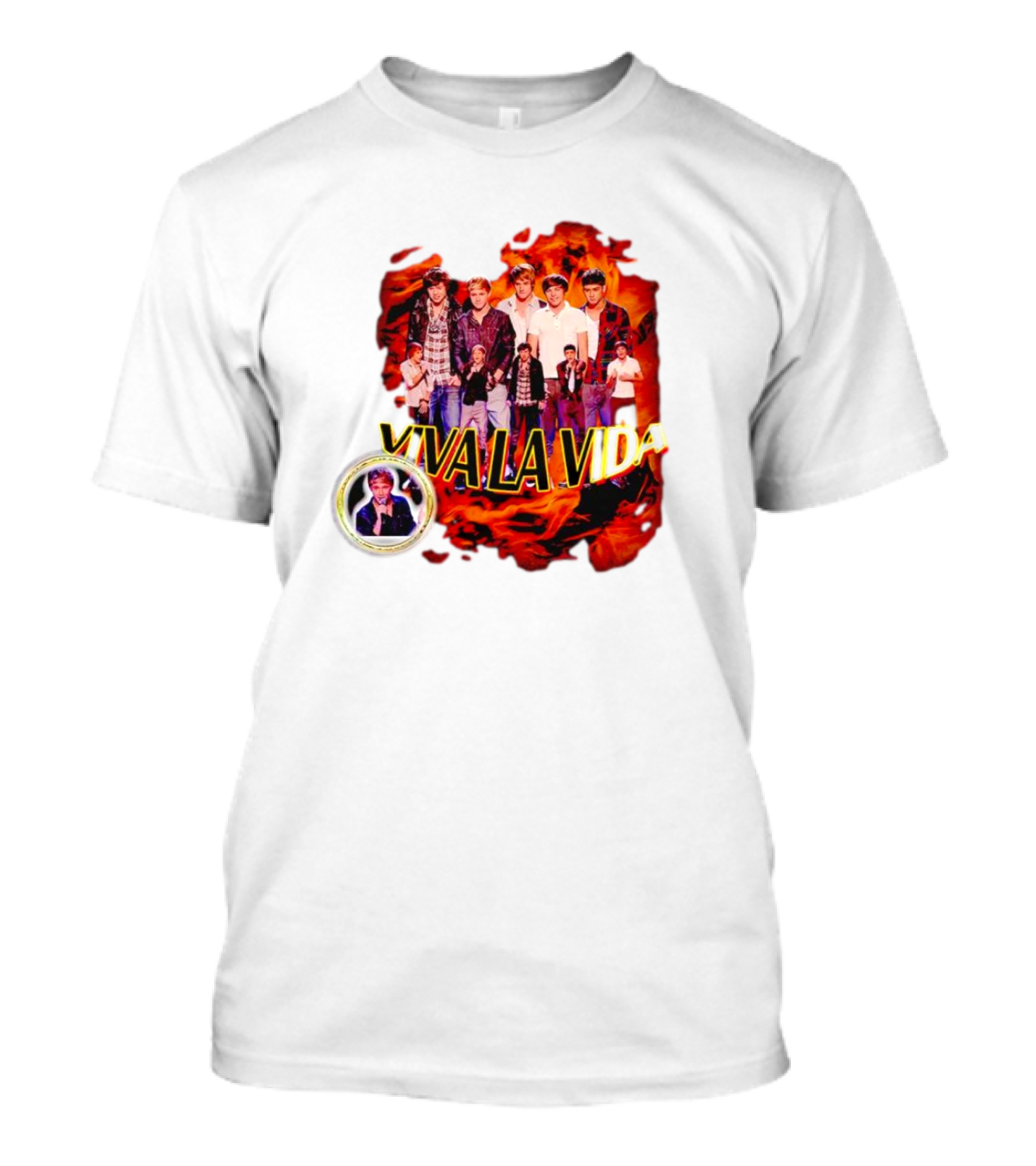 One Direction Viva La Vida Group Photo Flame Background T-Shirt