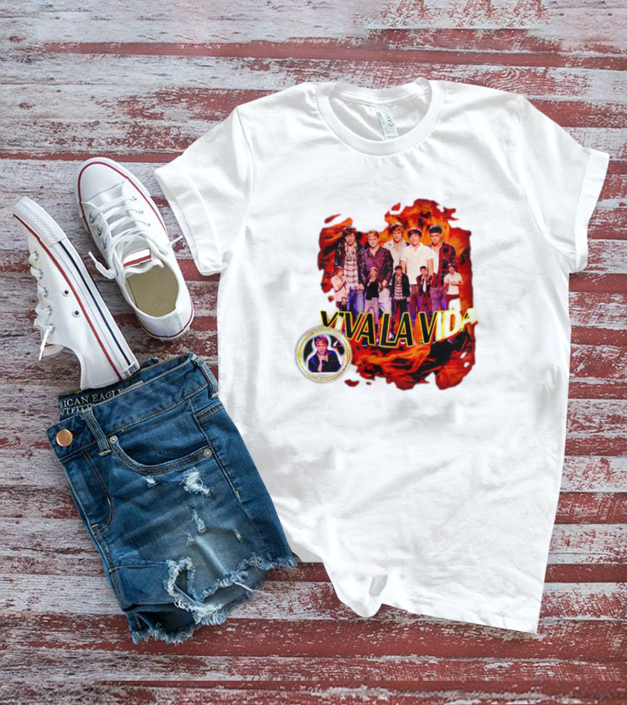 One Direction Viva La Vida Group Photo Flame Background T-Shirt