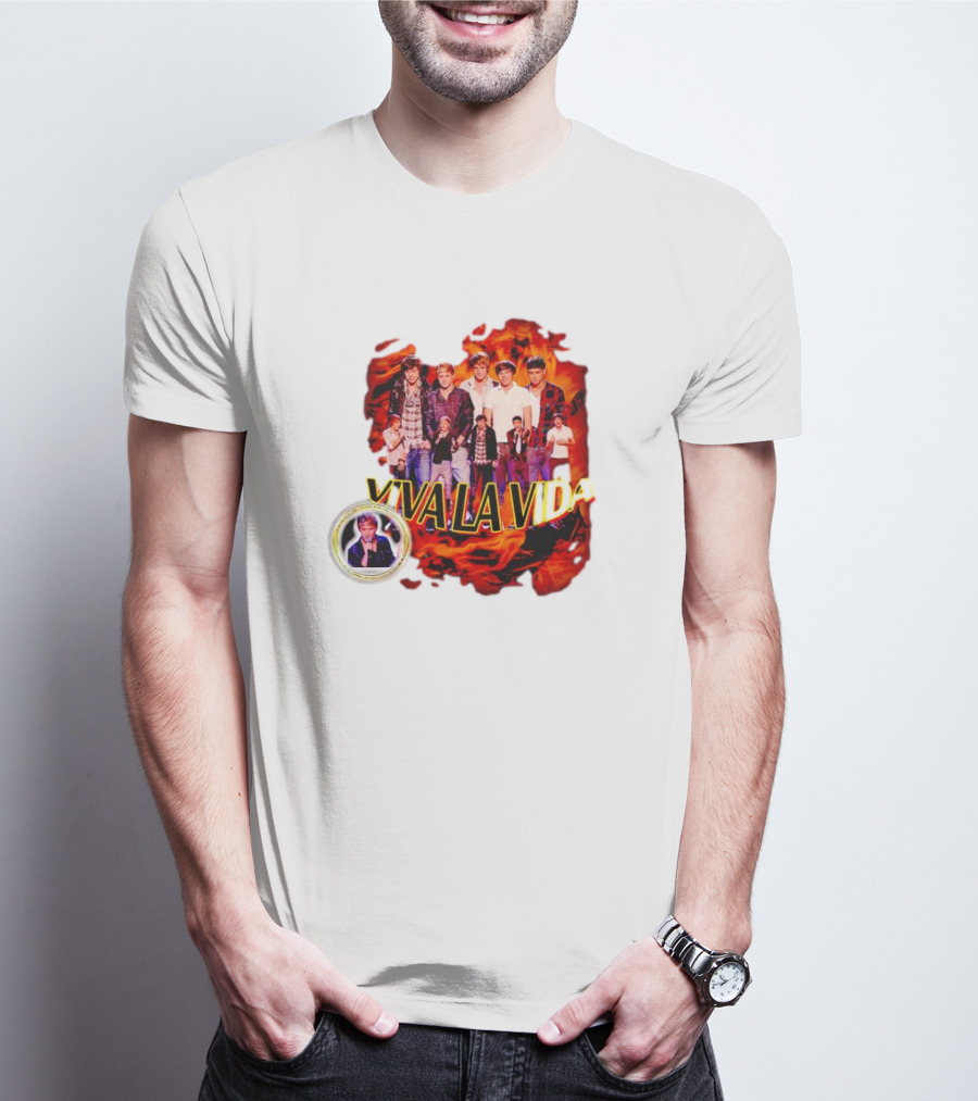 One Direction Viva La Vida Group Photo Flame Background T-Shirt