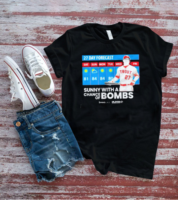 Trout 27 Day Forecast Sunny With A Chance Of Bombs Players Swing T-Shirt