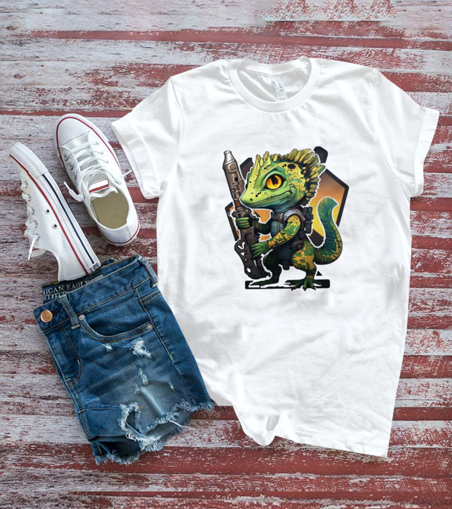 Valorant Gekko Lizard Character With Tactical Weapon T-Shirt