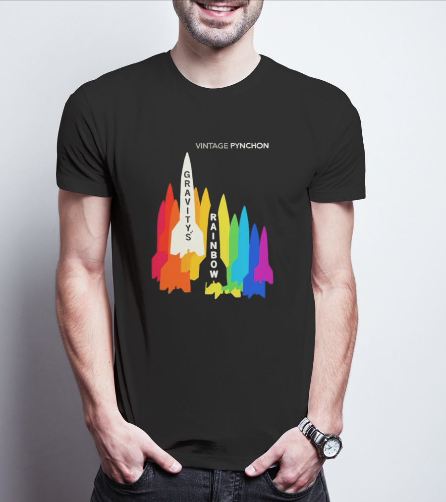 Vintage Pynchon Gravity’s Rainbow Multicolor Rocket T-Shirt
