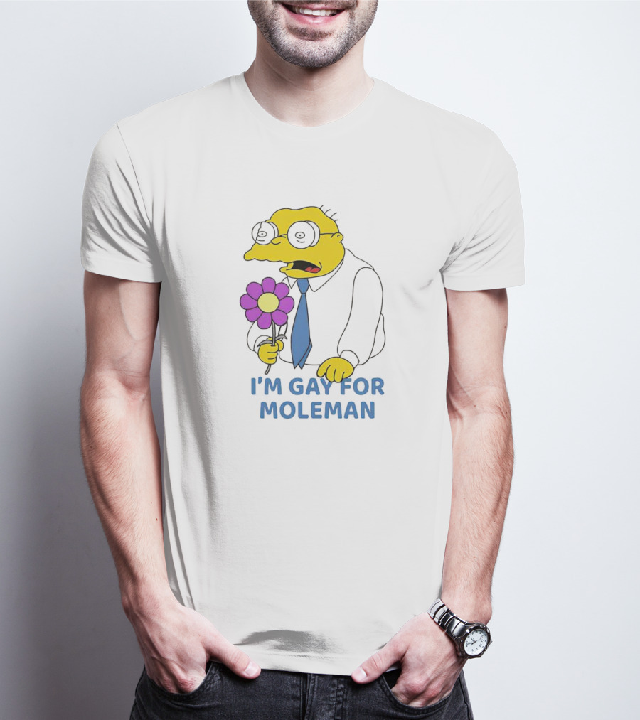I'm Gay For Moleman Holding Purple Flower T-Shirt