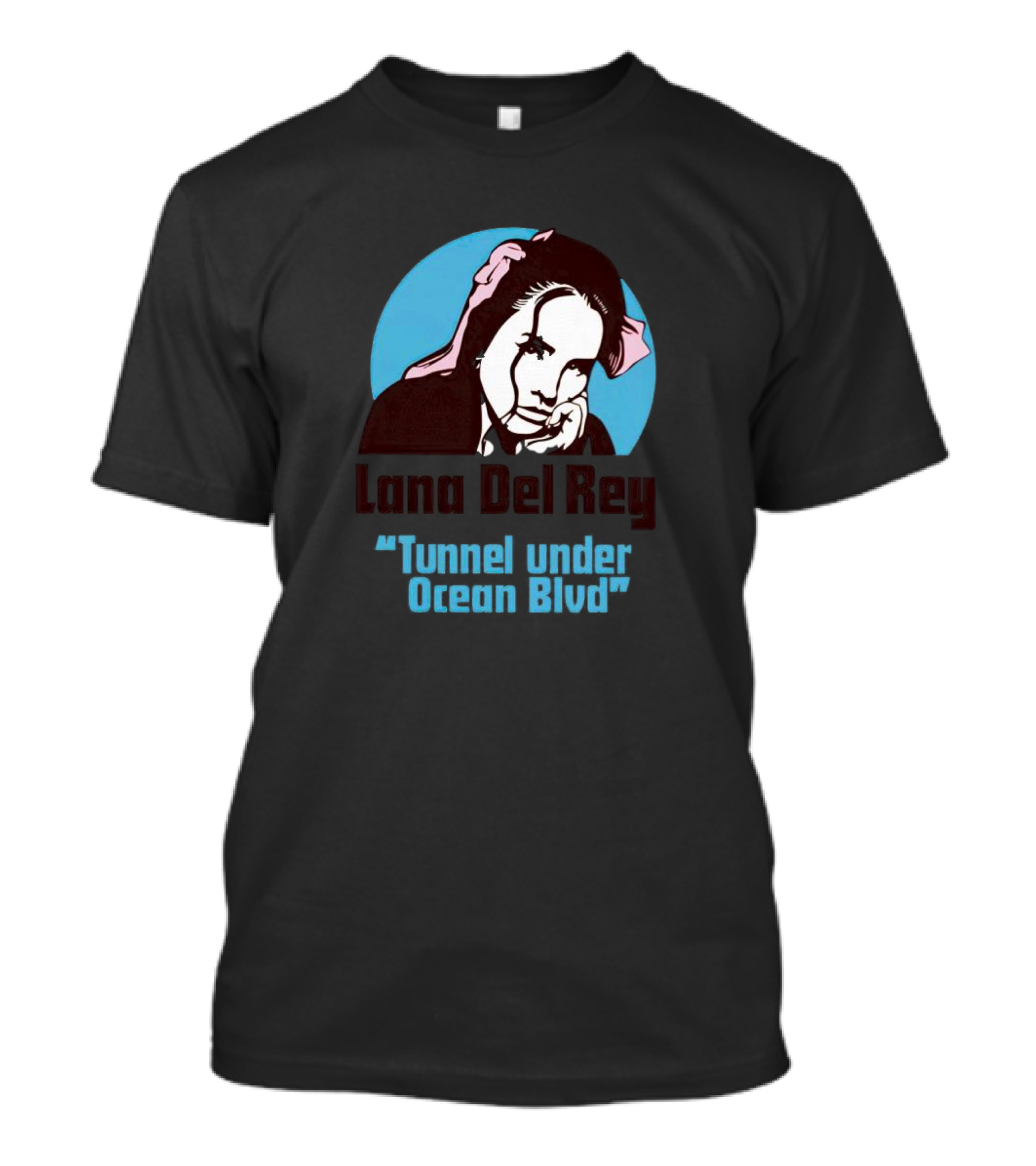 Lana Del Rey Tunnel Under Ocean Blvd Retro Graphic With Portrait And Pink T-Shirt