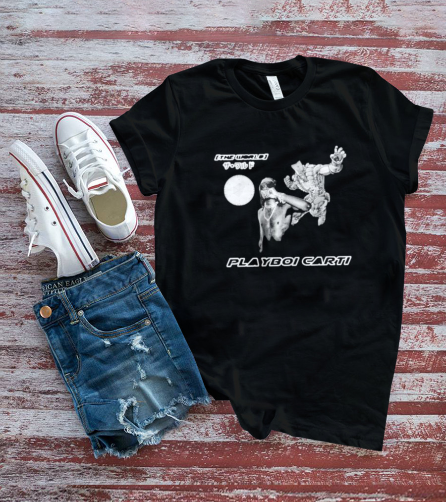 Playboi Carti The World サワルド Anime Influence Black And White Aesthetic T-Shirt