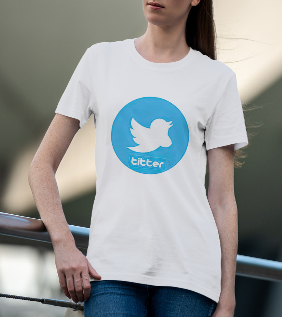 Titter Parody Blue Circle Tit Bird T-Shirt