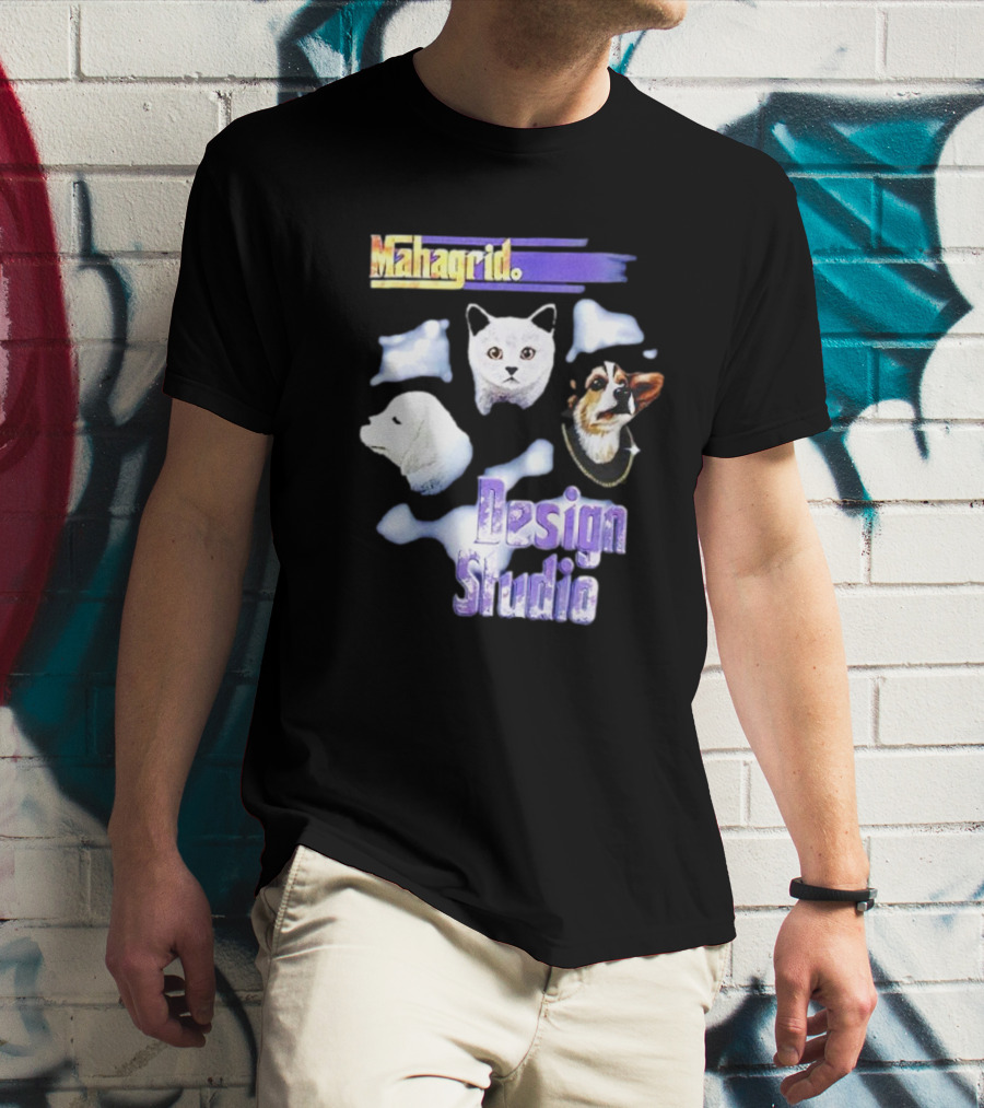 Mahagrid Design Studio Dog And Cat Trio T-Shirt