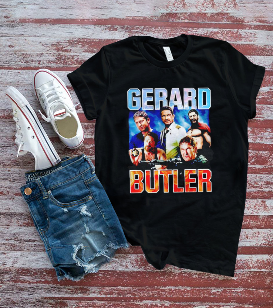 GERARD BUTLER COLLAGE BLACK T-Shirt