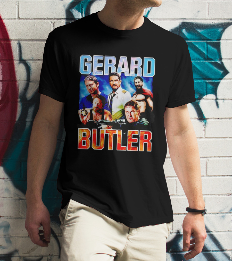 GERARD BUTLER COLLAGE BLACK T-Shirt
