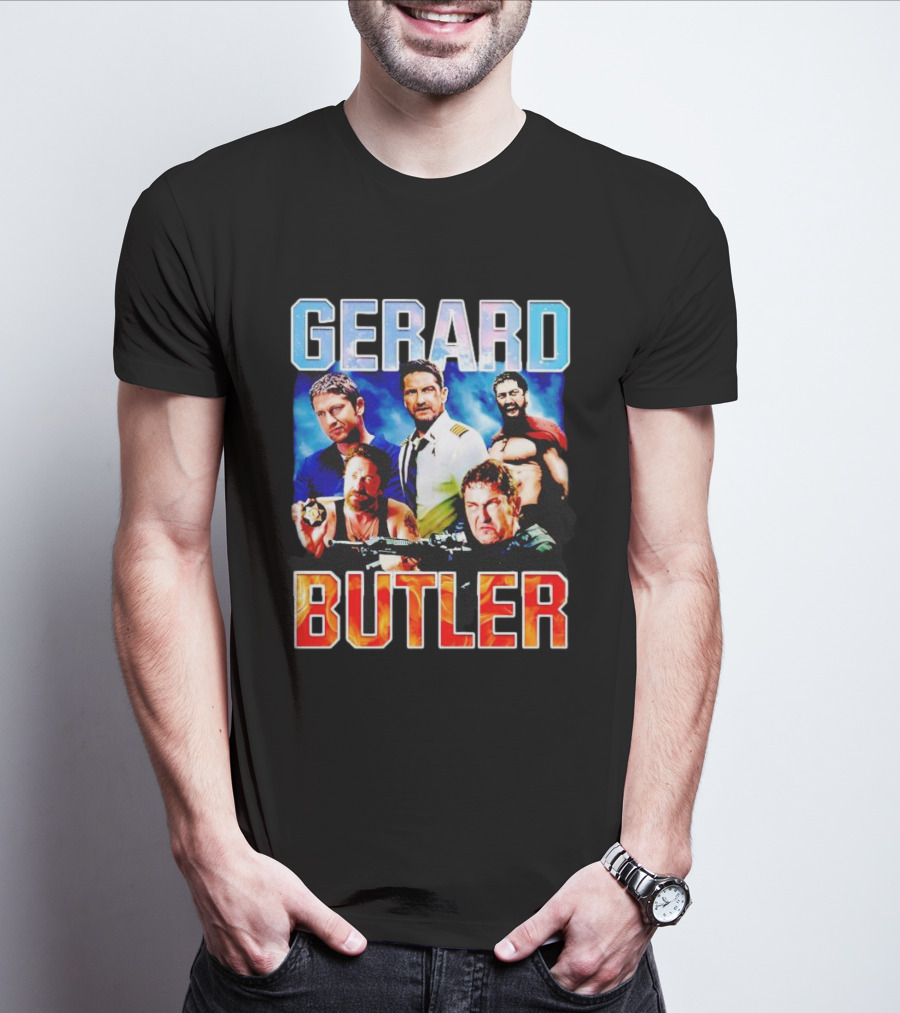 GERARD BUTLER COLLAGE BLACK T-Shirt