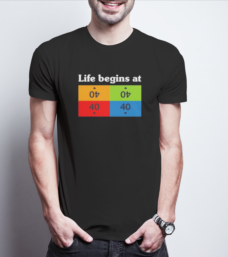 Life Begins At 40 Colorful Playing Card Symbols T-Shirt