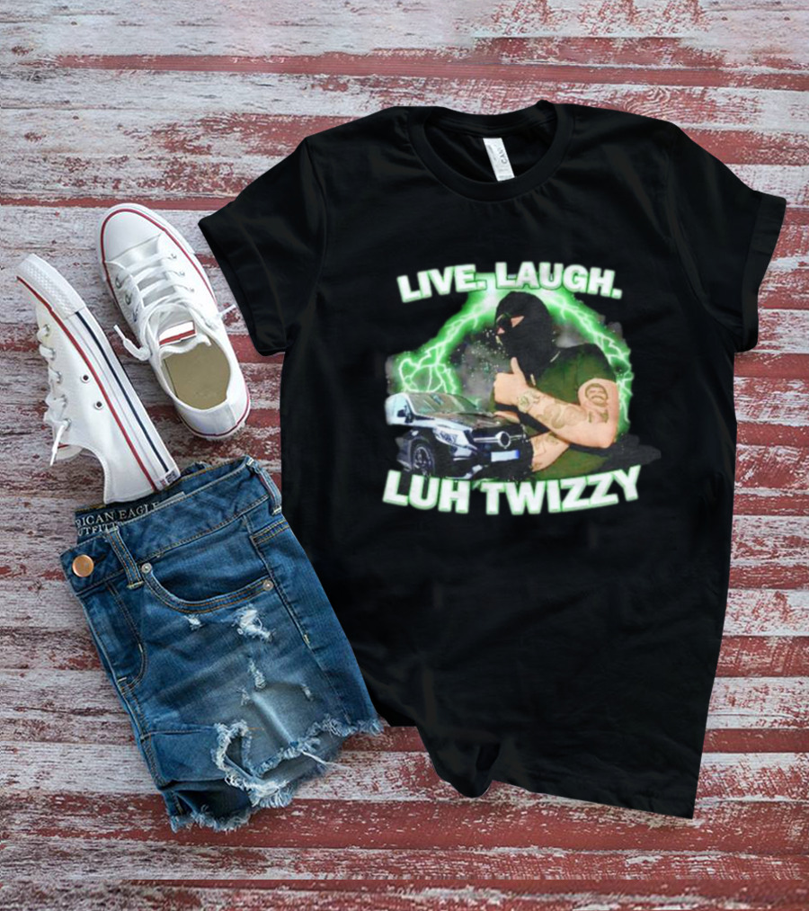 Live Laugh Luh Twizzy Car Masked Lightning Background T-Shirt