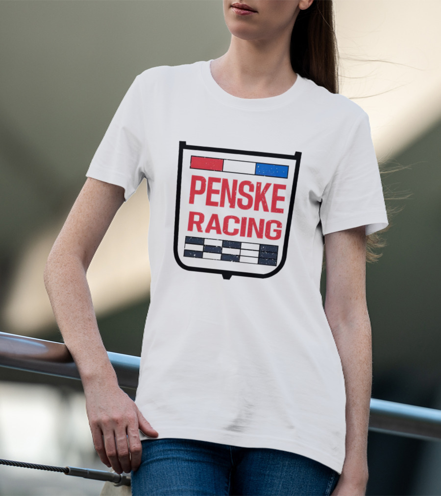 Penske Racing Red Blue Distressed Shield Emblem T-Shirt