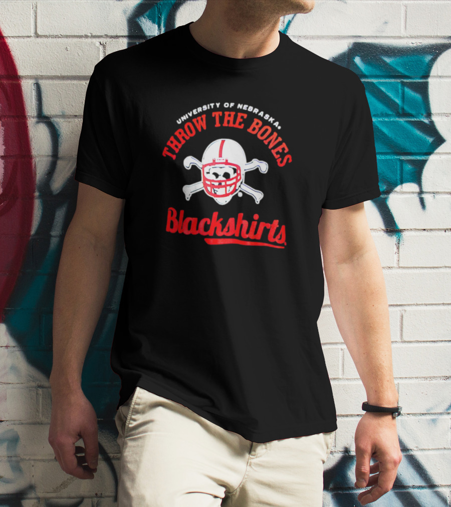 University Of Nebraska Throw The Bones Blackshirts T-Shirt