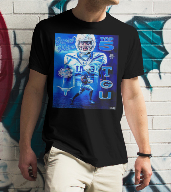 Jerrick Gibson Top 5 Schools With TCU And Florida Gators Football T-Shirt