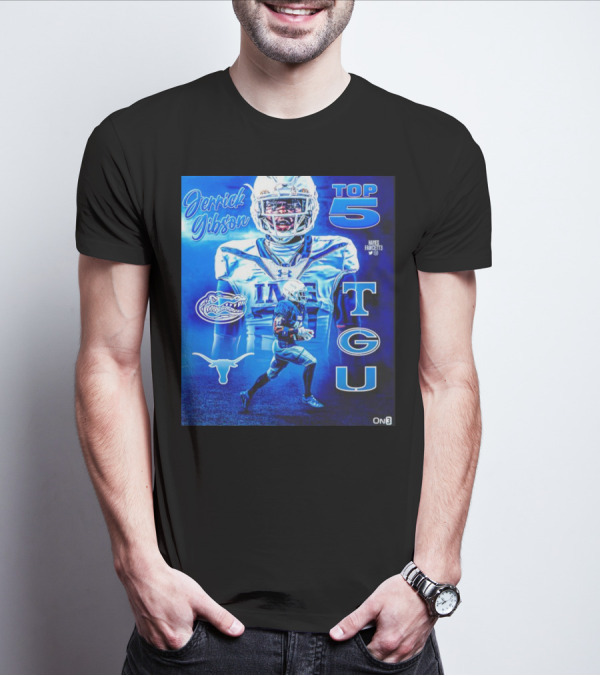 Jerrick Gibson Top 5 Schools With TCU And Florida Gators Football T-Shirt