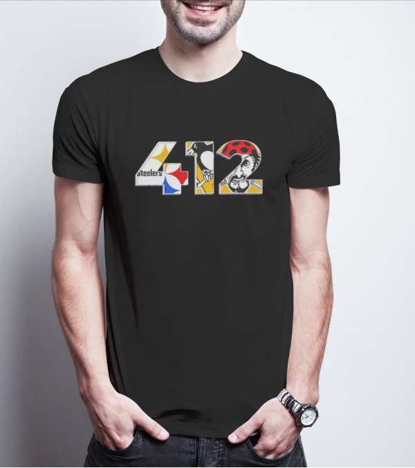 Pittsburgh Steelers Penguins Pirates 412 Logo Collage T-Shirt