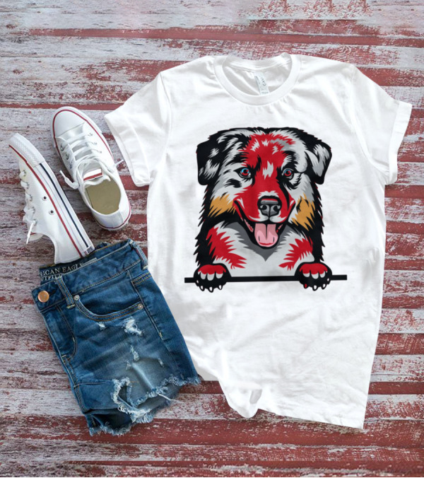 Dog Australian Shepherd Colorful T-Shirt
