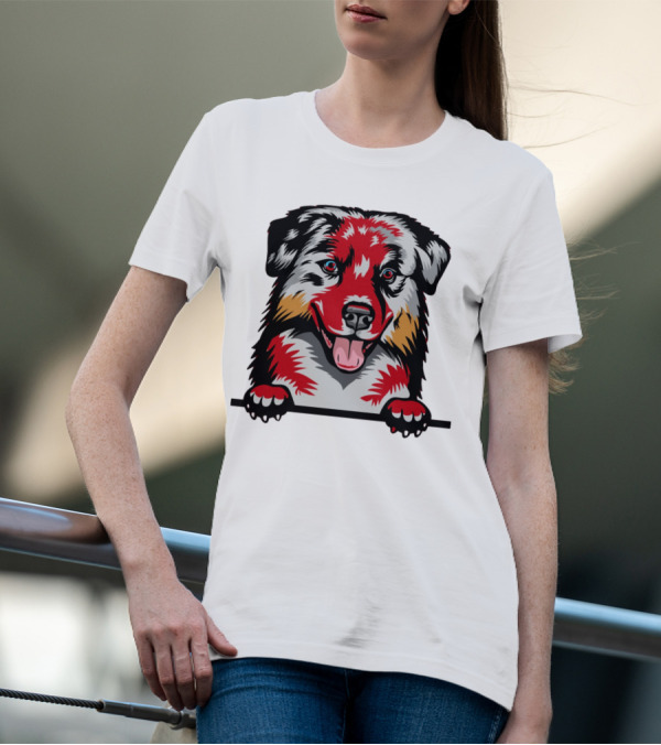 Dog Australian Shepherd Colorful T-Shirt