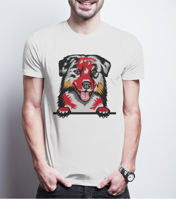 Dog Australian Shepherd Colorful T-Shirt