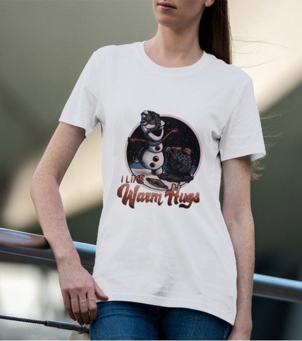 I Like Warm Hugs Alien Snowman Hugging Alien Creature T-Shirt