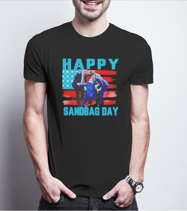 Happy Sandbag Day Joe Biden American Flag T-Shirt