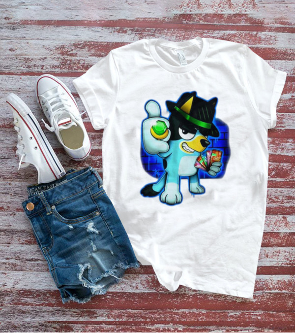 Ally Katz Bluepin Cool Dog With Cards And Gem T-Shirt