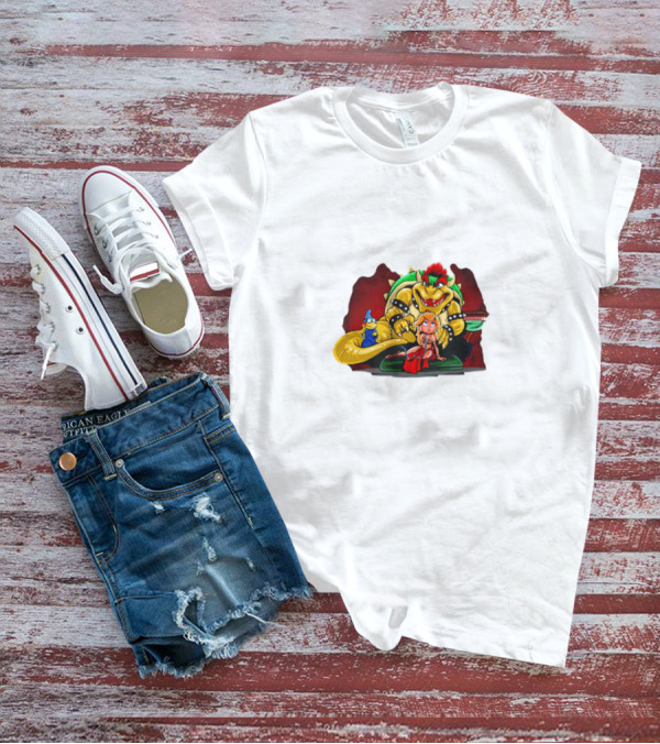 Bowser The Hutt Mario Bros Crossover With Princess Peach And Wizard Koopa T-Shirt