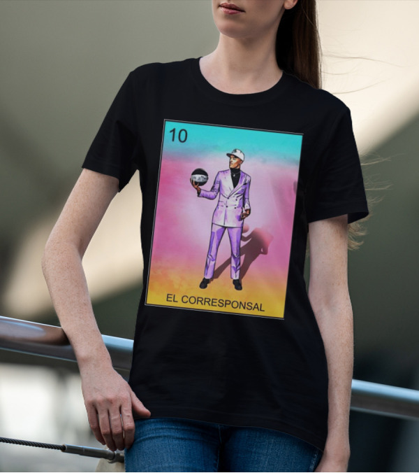 10 El Corresponsal Lotería Card Style In Lavender Suit Holding Basketball T-Shirt
