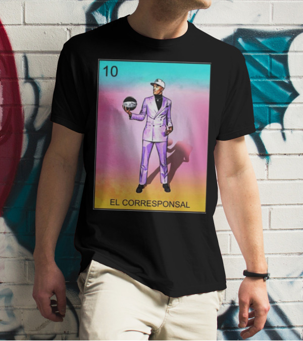 10 El Corresponsal Lotería Card Style In Lavender Suit Holding Basketball T-Shirt