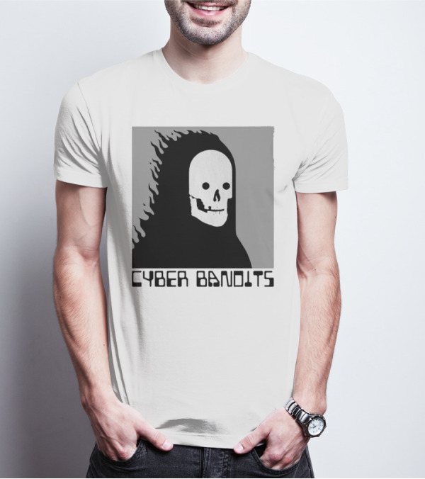 Flaming Reaper Cyber Bandits Skull T-Shirt