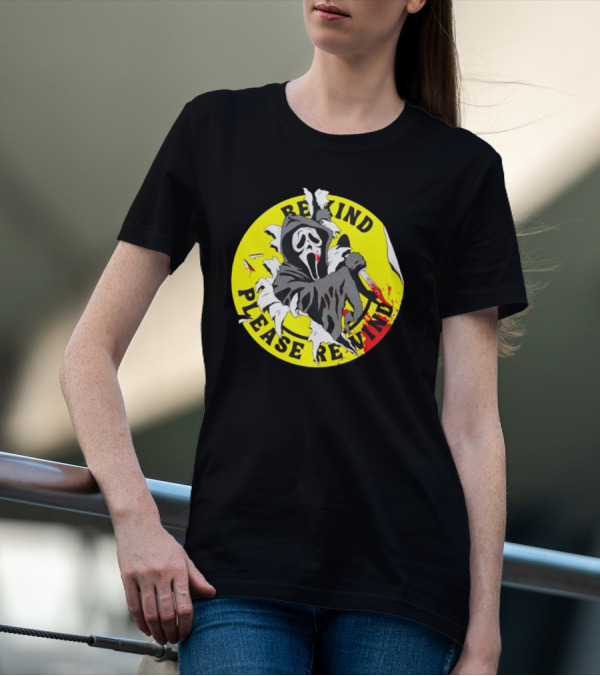 Rewind Please Rewind Ghost Face Iconic T-Shirt