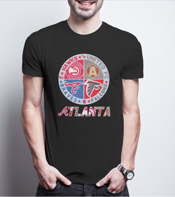 Atlanta Hawks United FC Falcons Braves Logo Mashup T-Shirt