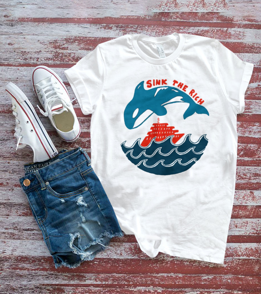 SINK THE RICH Orca And Yacht Sea Scene T-Shirt